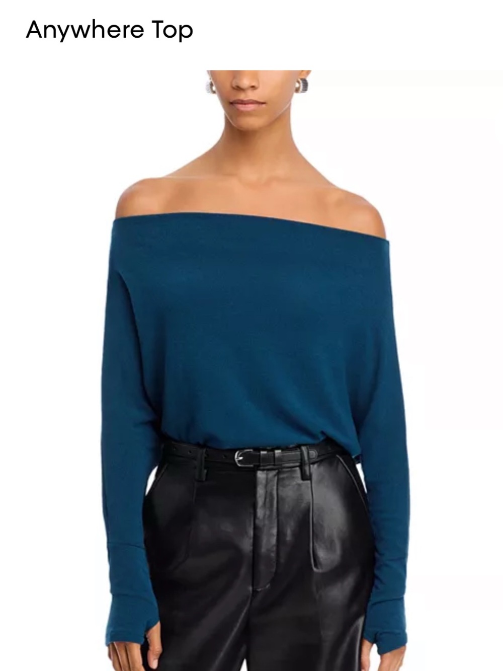 Women's Off-the-Shoulder Sweater in Teal Blue